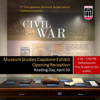 Image form UGA Special Collections Civil War exhibit case, curated by Museum Studies capstone students