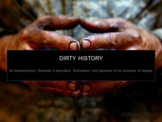 Dirty History workshop title header with a photo image of dirty hands