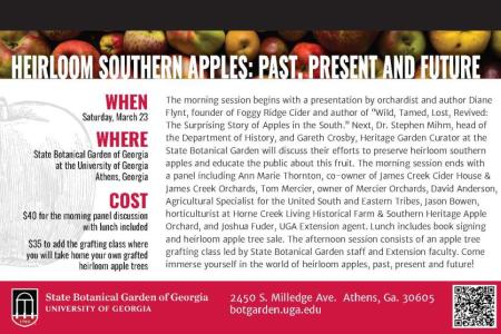 flier for Botanical Gardens event on heirloom apples March 23