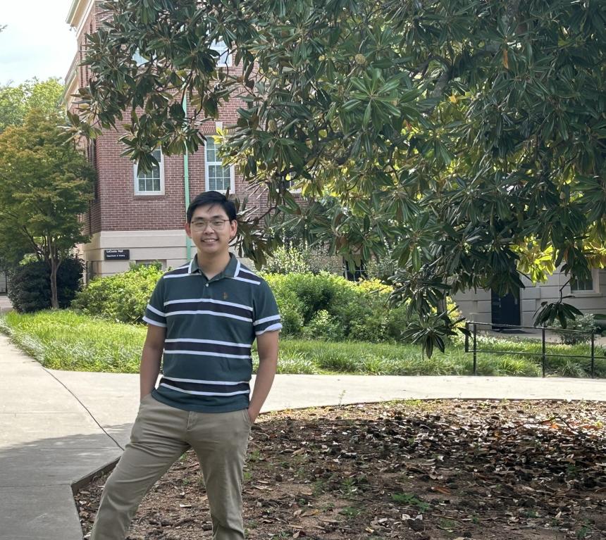 Chris Choe in front of LeConte Hall