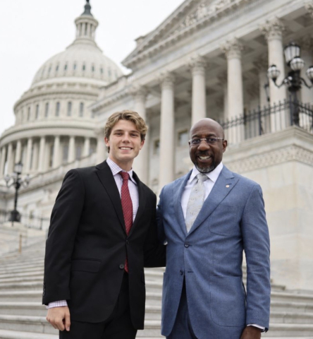 Matt and Raphael Warnock on capitol steps