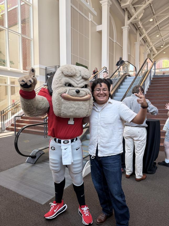 Servando Rojas pictured with UGA's Hairy Dawg