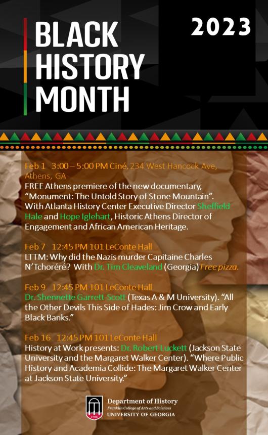 Black History Month Event Calendar 2023 History Department