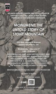 Poster for documentary screening of Stone Mountain film February 1
