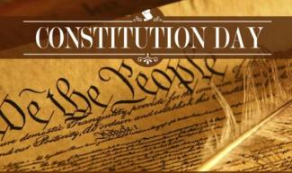Constitution Day title with photo of a constitution page