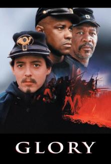image of poster for film Glory, with Matthew Broderick, Denzel Washington, and Morgan Freeman