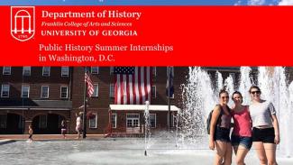 image of public history interns in Alexandria Virginia public Square; UGA History's Public History Summer Internship program in Washington DC