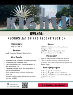 flyer for info session on study abroad program: Rwanda
