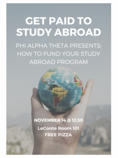 poster for study abroad info session with image of a world globe
