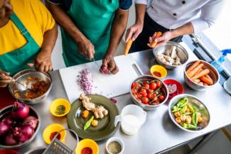 image of a cooking class and prep area