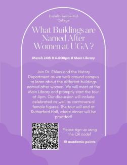 Flier for March 24 Womens History Month Campus Tour