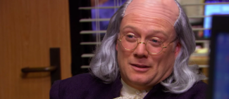 Andy Daly as a Ben Franklin impersonator in The Office