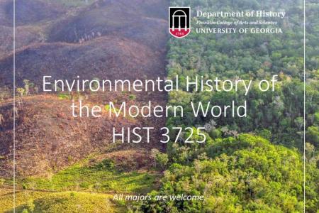 flyer for HIST3725 Environmental History of the World. Image of deforestation.