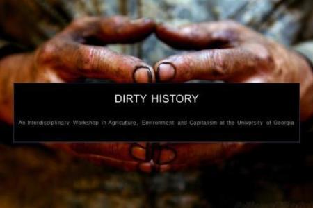 Dirty History workshop title header with photo of dirty hands