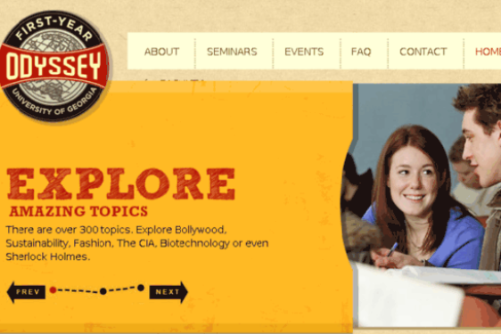 image of first year odyssey web site with photo of students in class