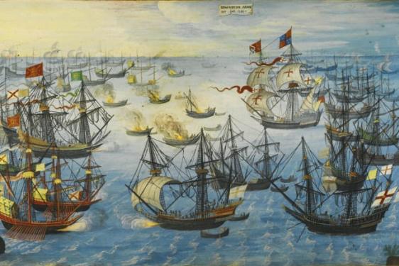 photo of art - painting  illus. of Spanish Armada of 1588