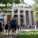 image of uga studnets walking on North camopus with welcome back students and faculty text
