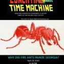 Event flyer with large red image of a fire ant