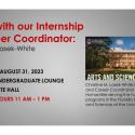 flier for drop in hours with internship coordinator Aug 31, 11am - 1pm rm 104 LeConte Hall